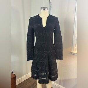 Alaia black knit metallic silver A line dress